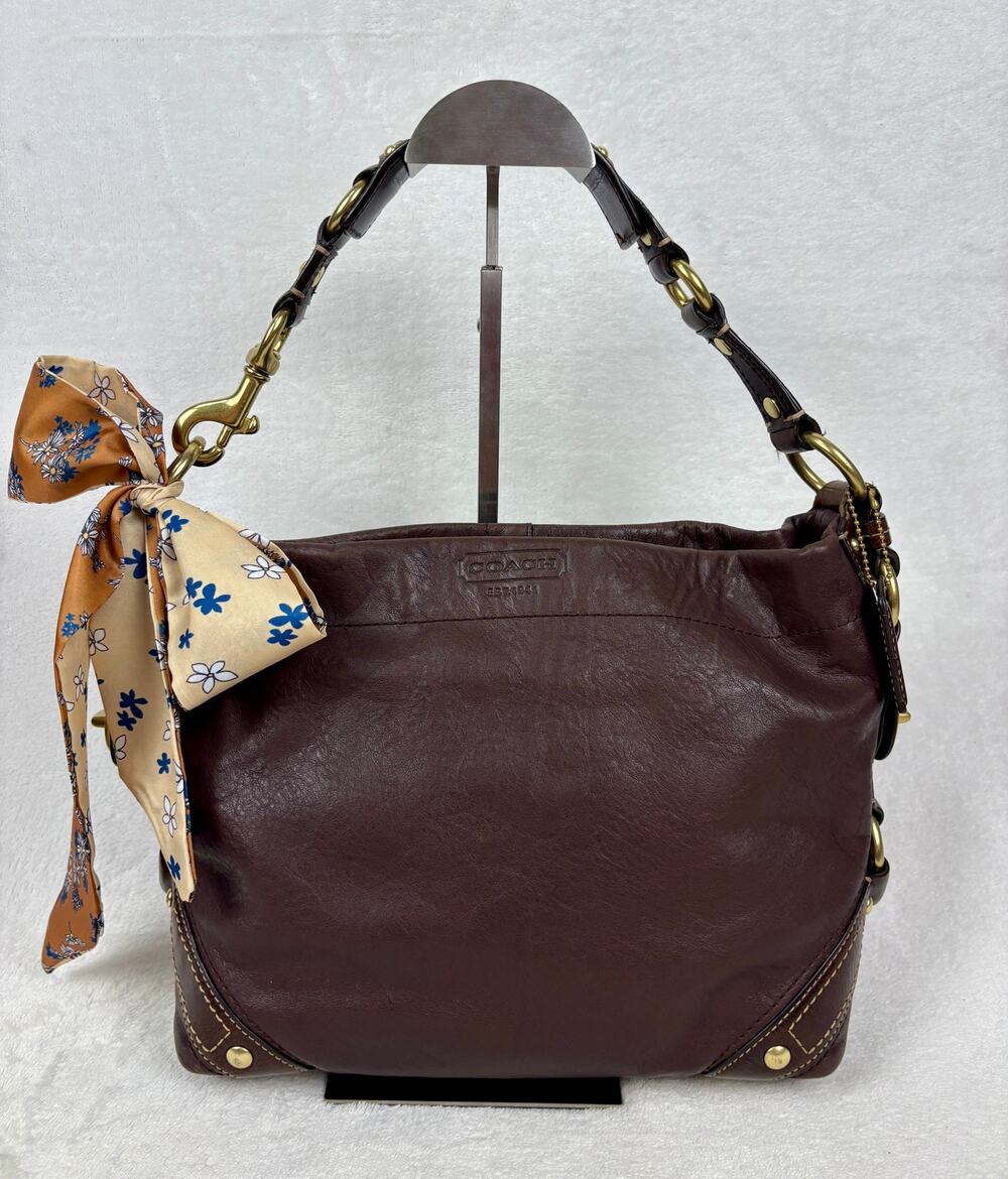 Coach Y2K Carly Hobo in Premium Chocolate Brown Glovetanned Leather and Scarf